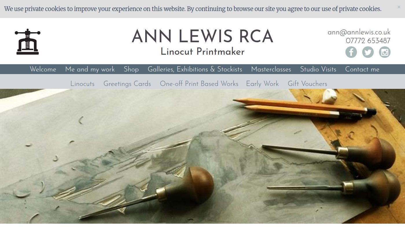 The home page of annlewis.co.uk