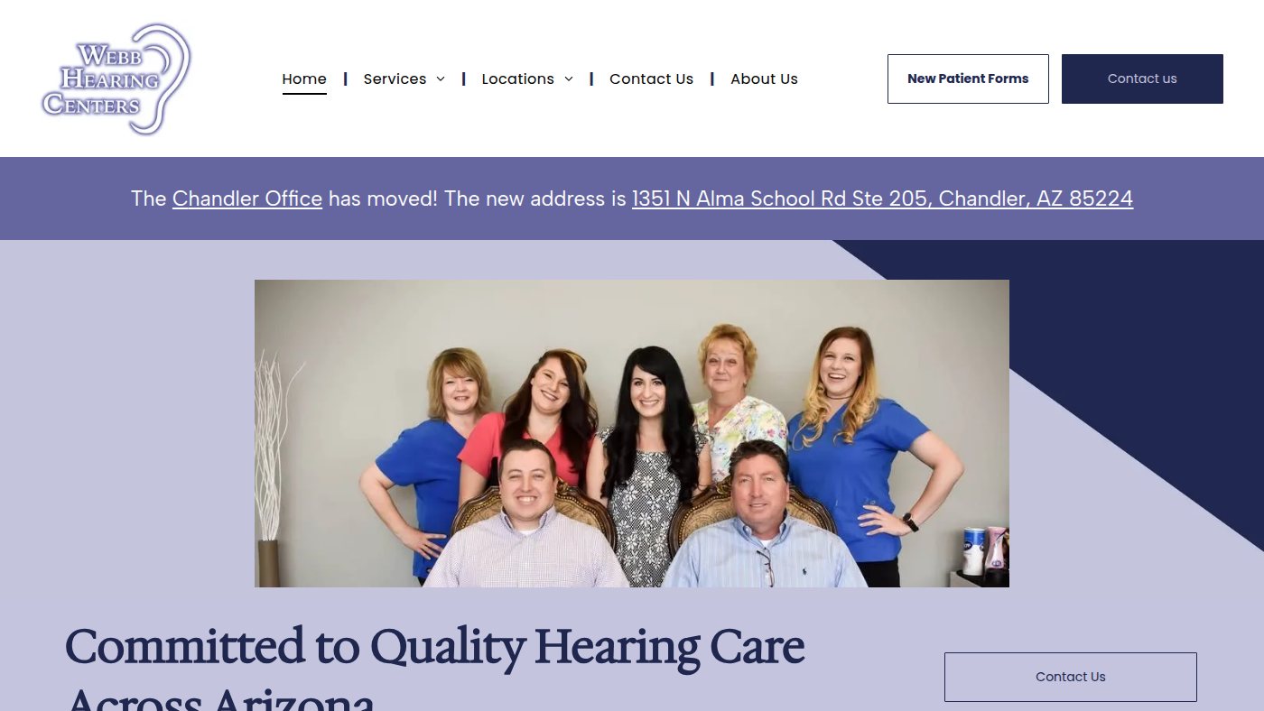 The home page of webbhearingcenters.com