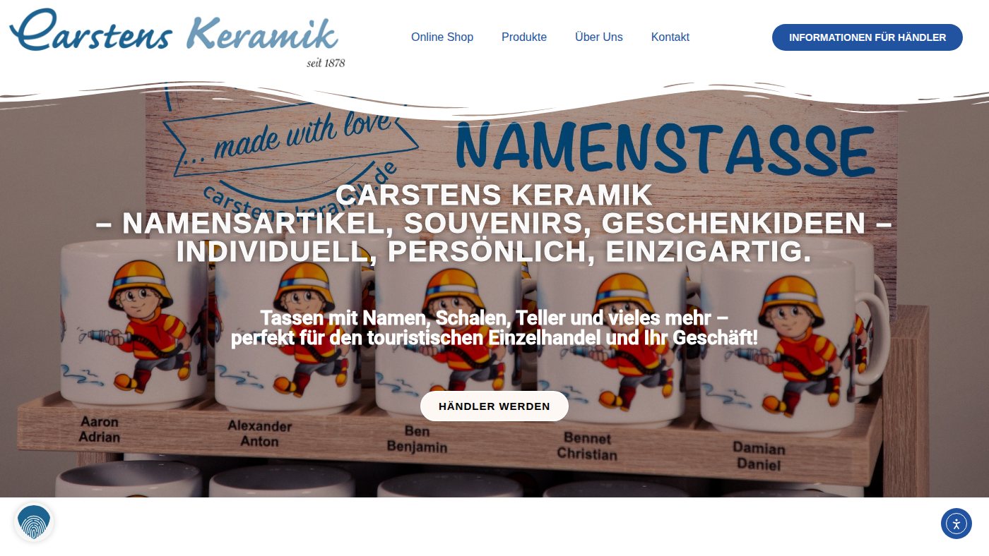 The home page of carstens-keramik.de