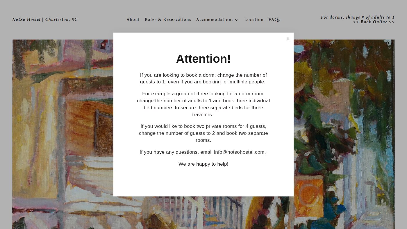 The home page of notsohostel.com