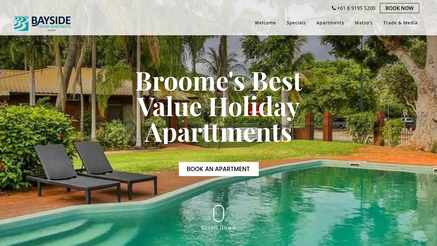 The home page of baysideholidayapartments.com.au