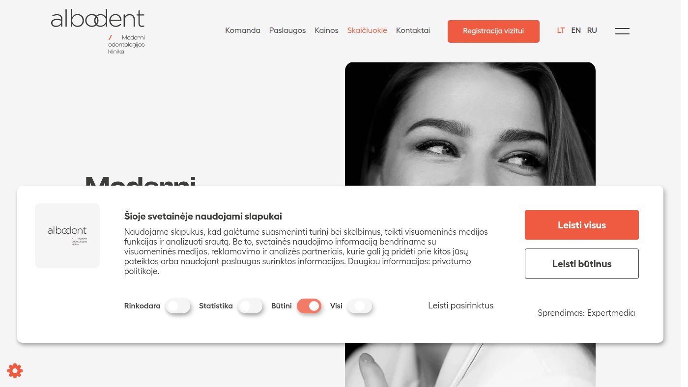 The home page of albodent.lt