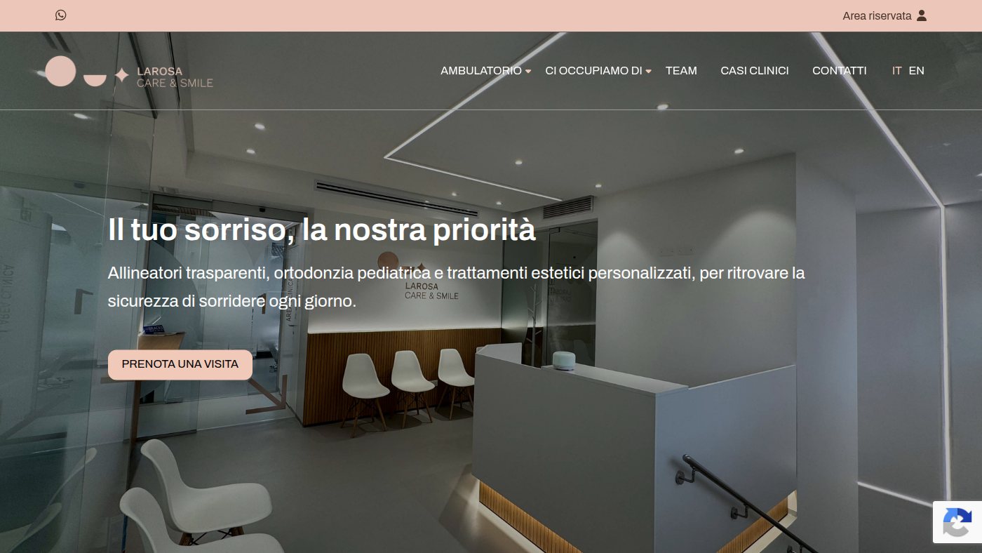The home page of larosacareandsmile.com