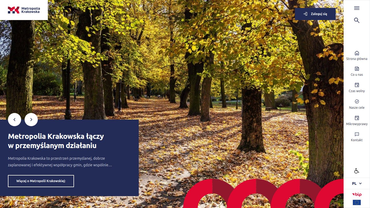 The home page of metropoliakrakowska.pl