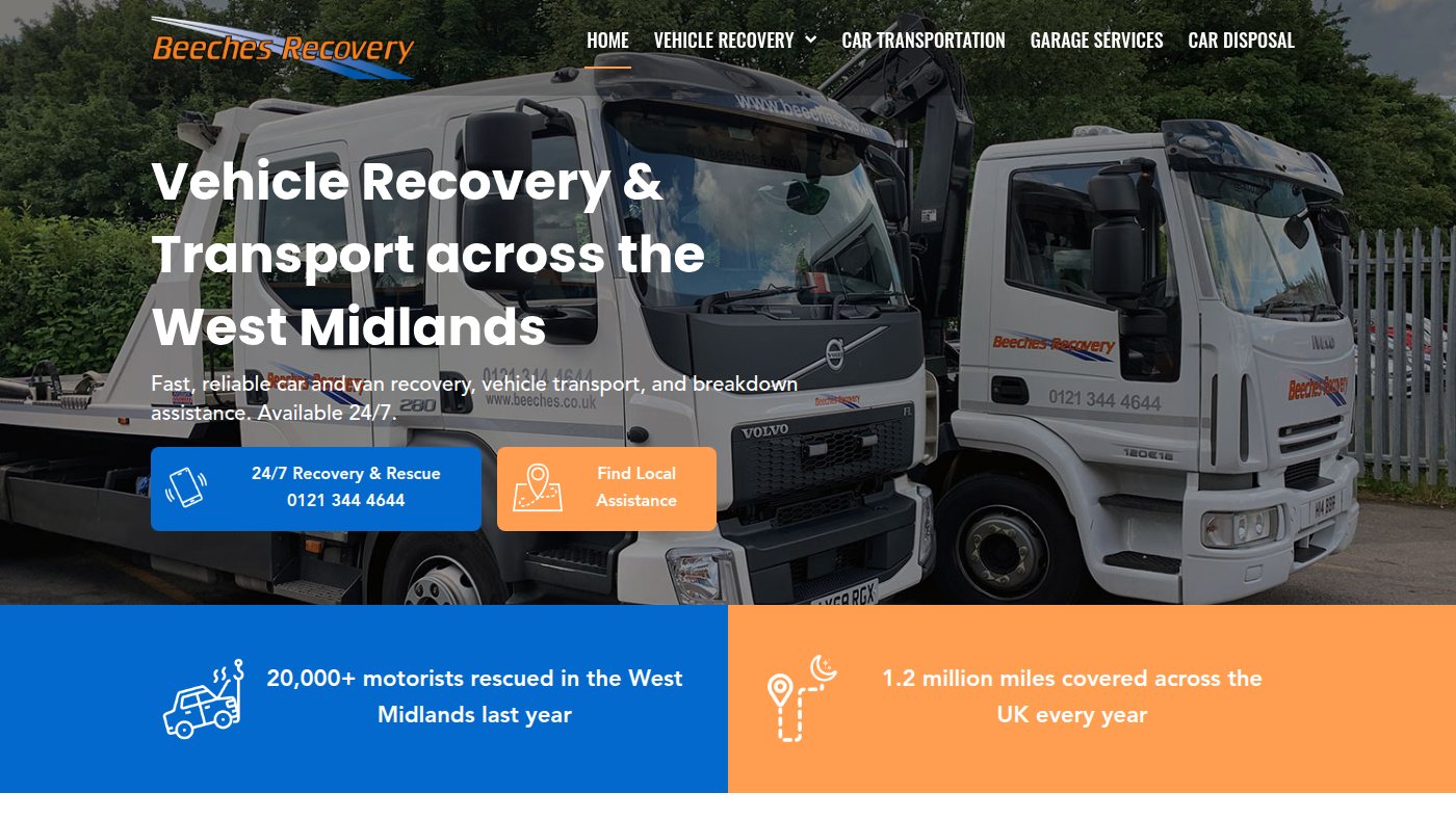 The home page of beechesrecovery.co.uk