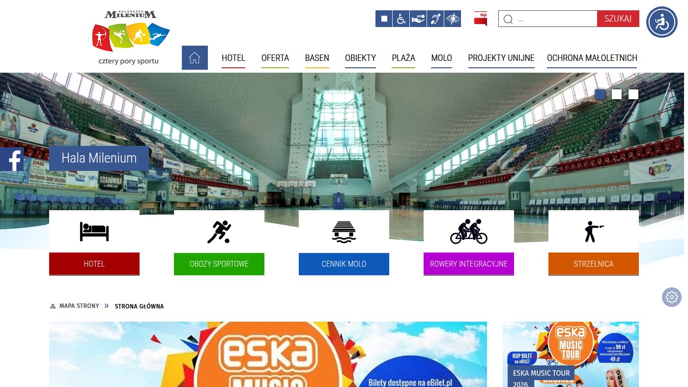 The home page of sport.kolobrzeg.pl