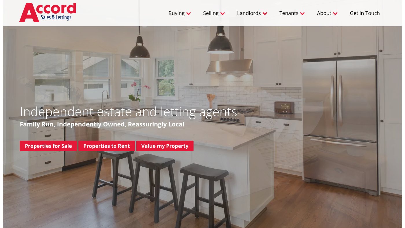 The home page of accordhomes.co.uk