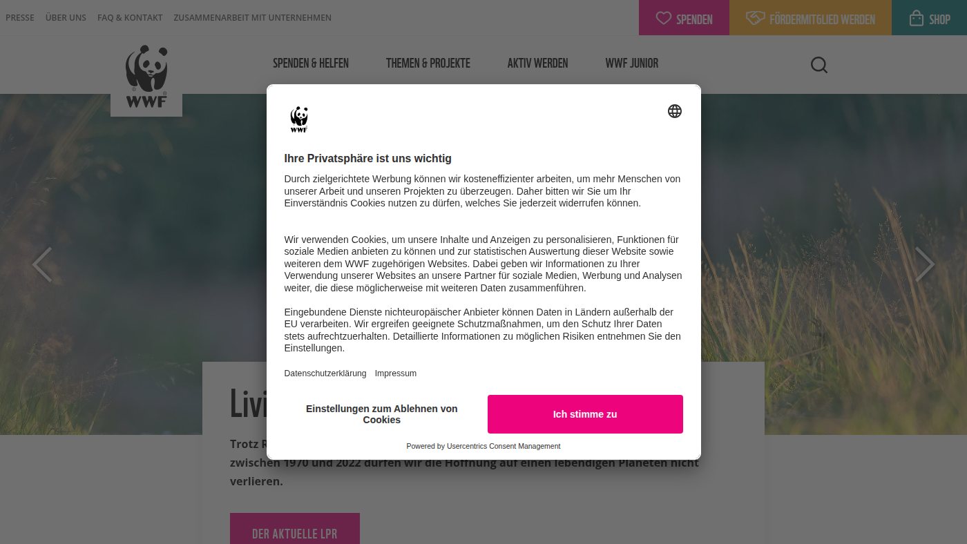 The home page of wwf.de