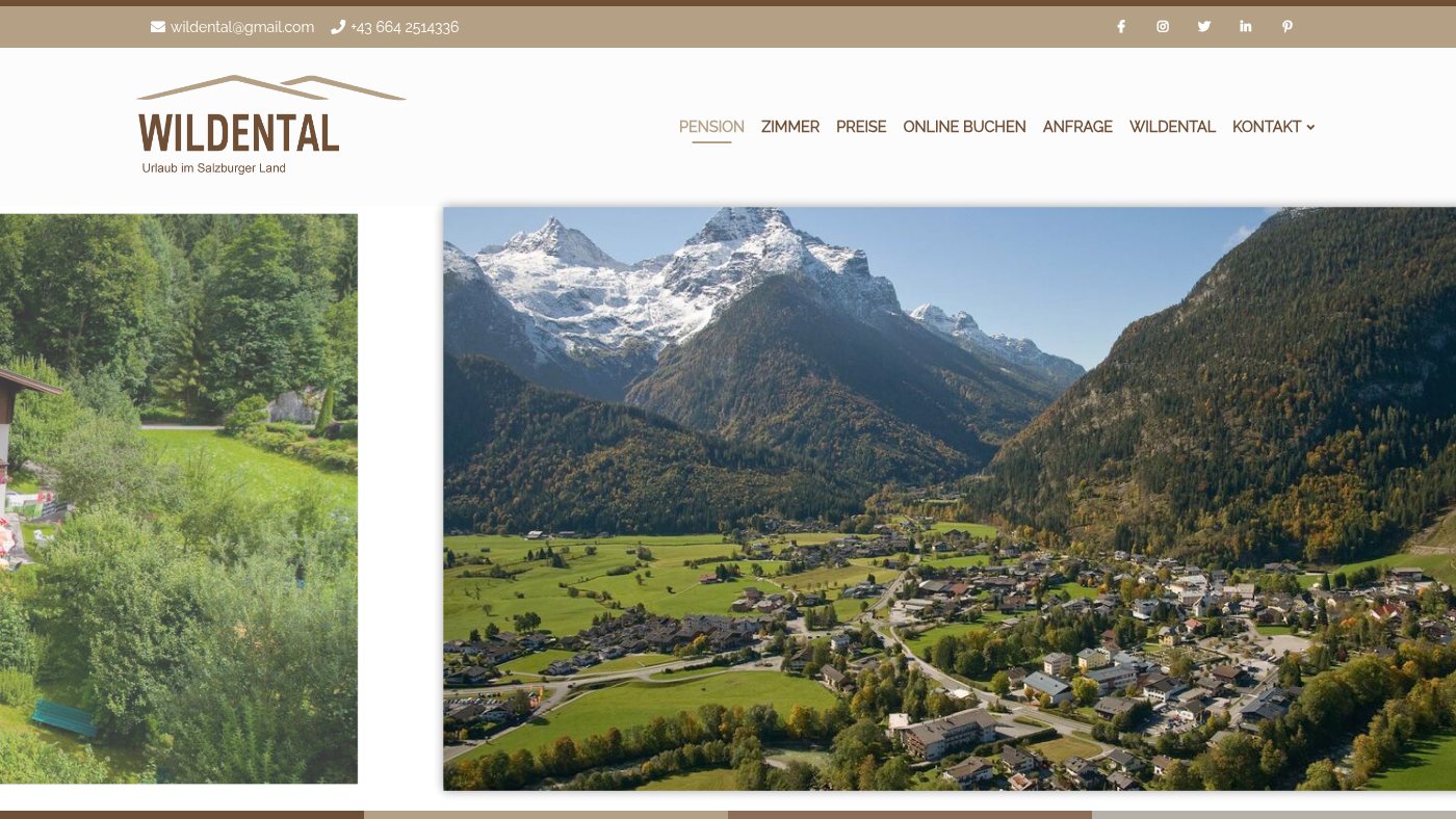 The home page of pension-wildental.at