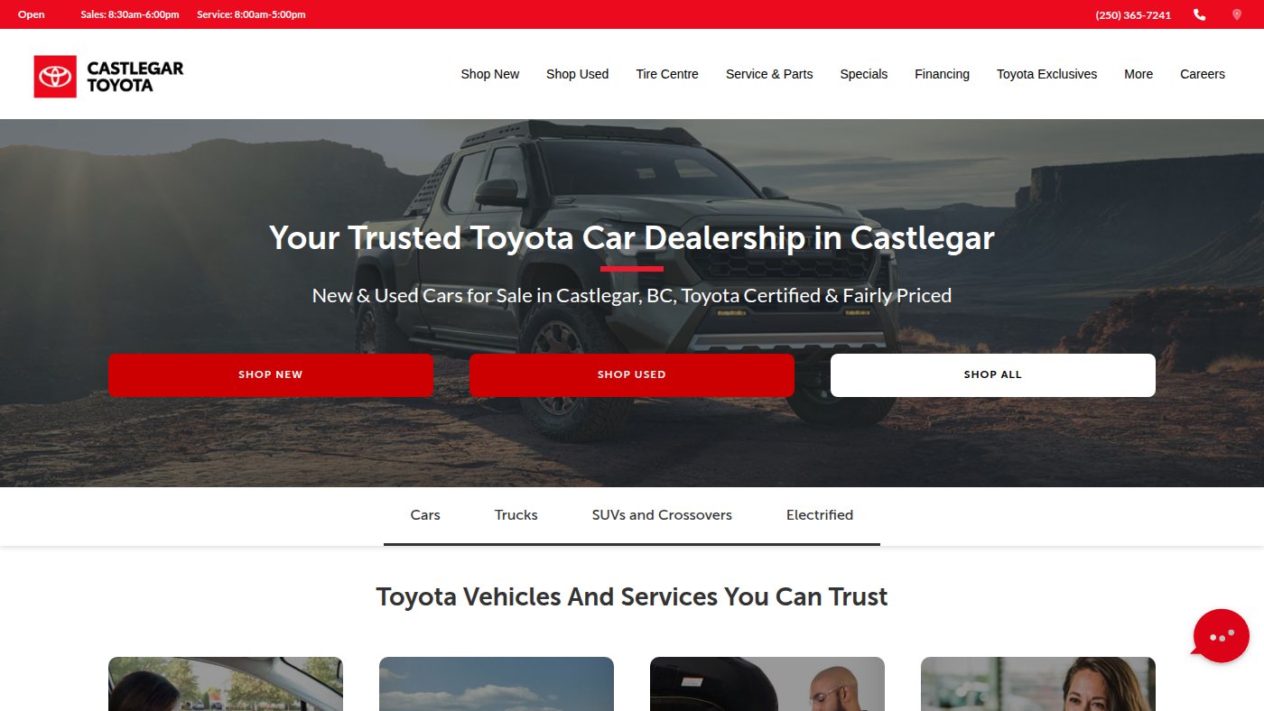 The home page of castlegartoyota.com