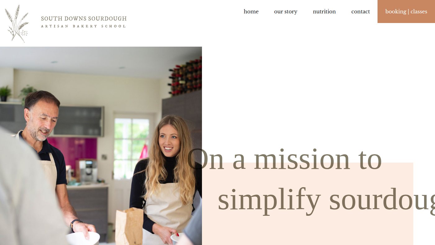 The home page of southdownssourdough.co.uk