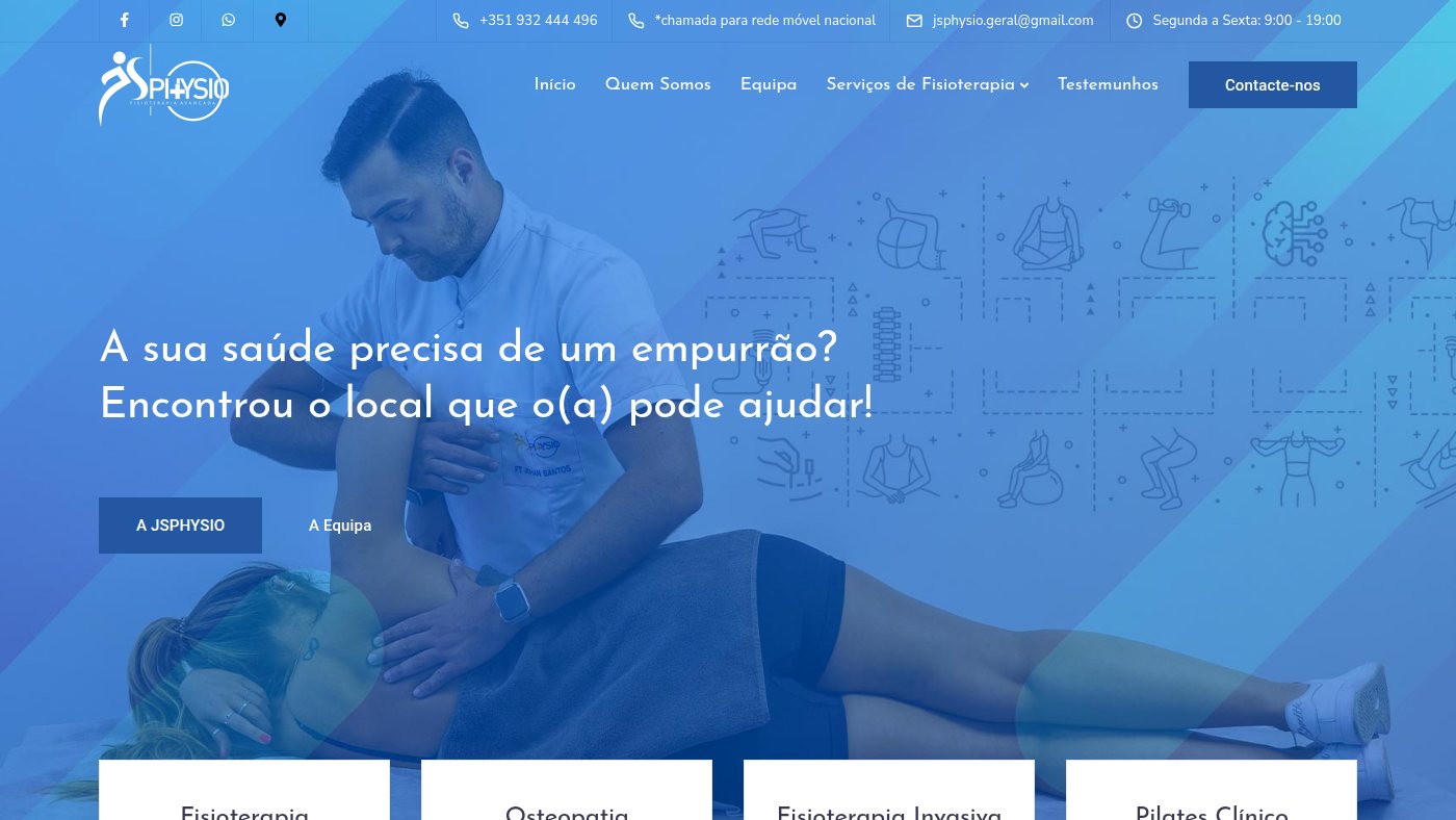 The home page of jsphysio.pt