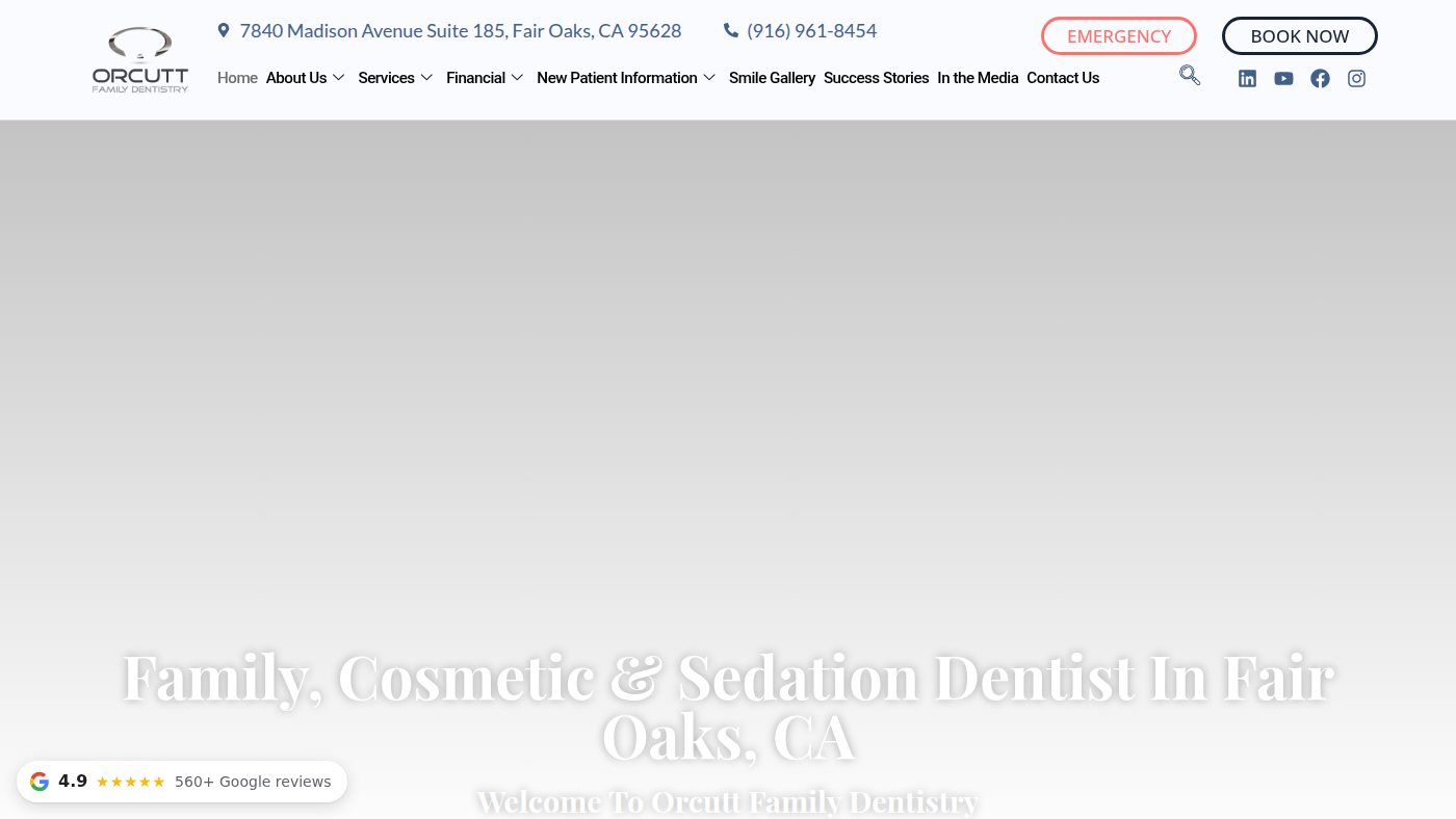 The home page of orcuttfamilydentistry.com