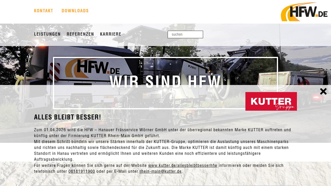 The home page of hfw.de