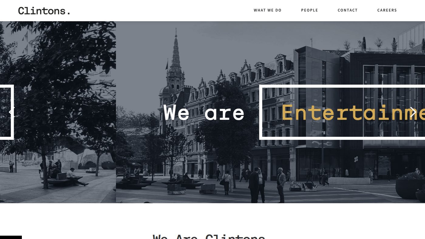 The home page of clintons.co.uk