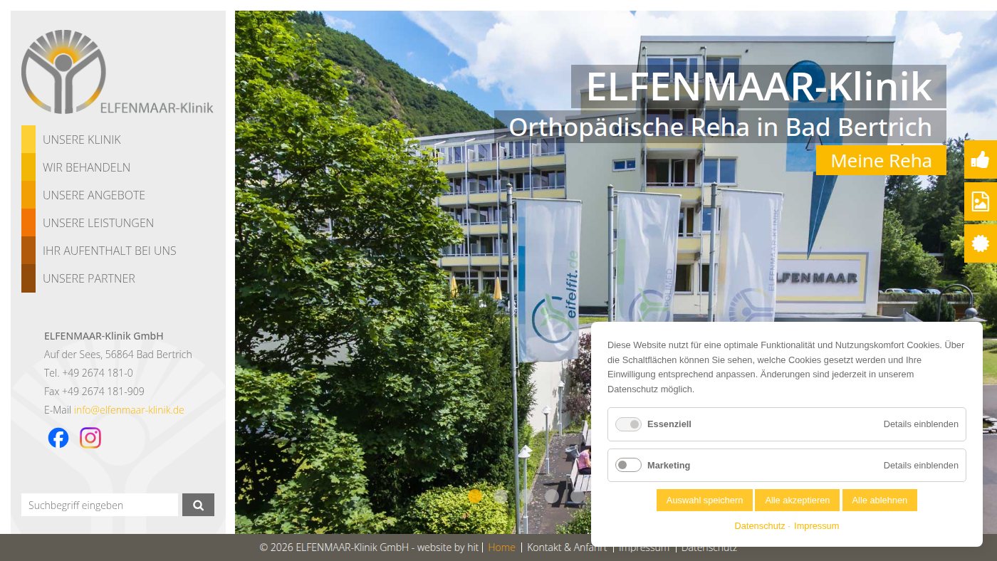 The home page of elfenmaar-klinik.de