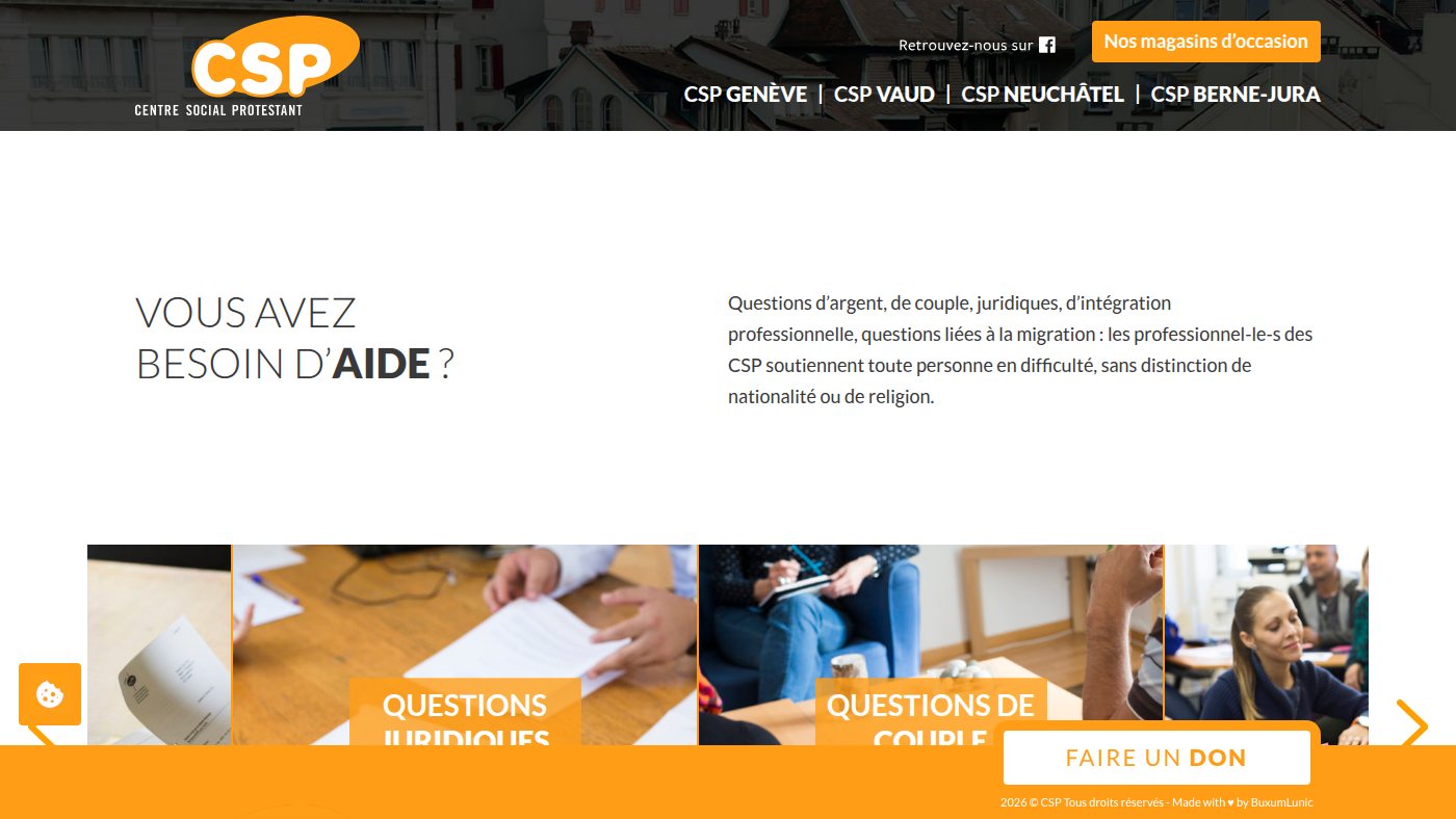 The home page of csp.ch