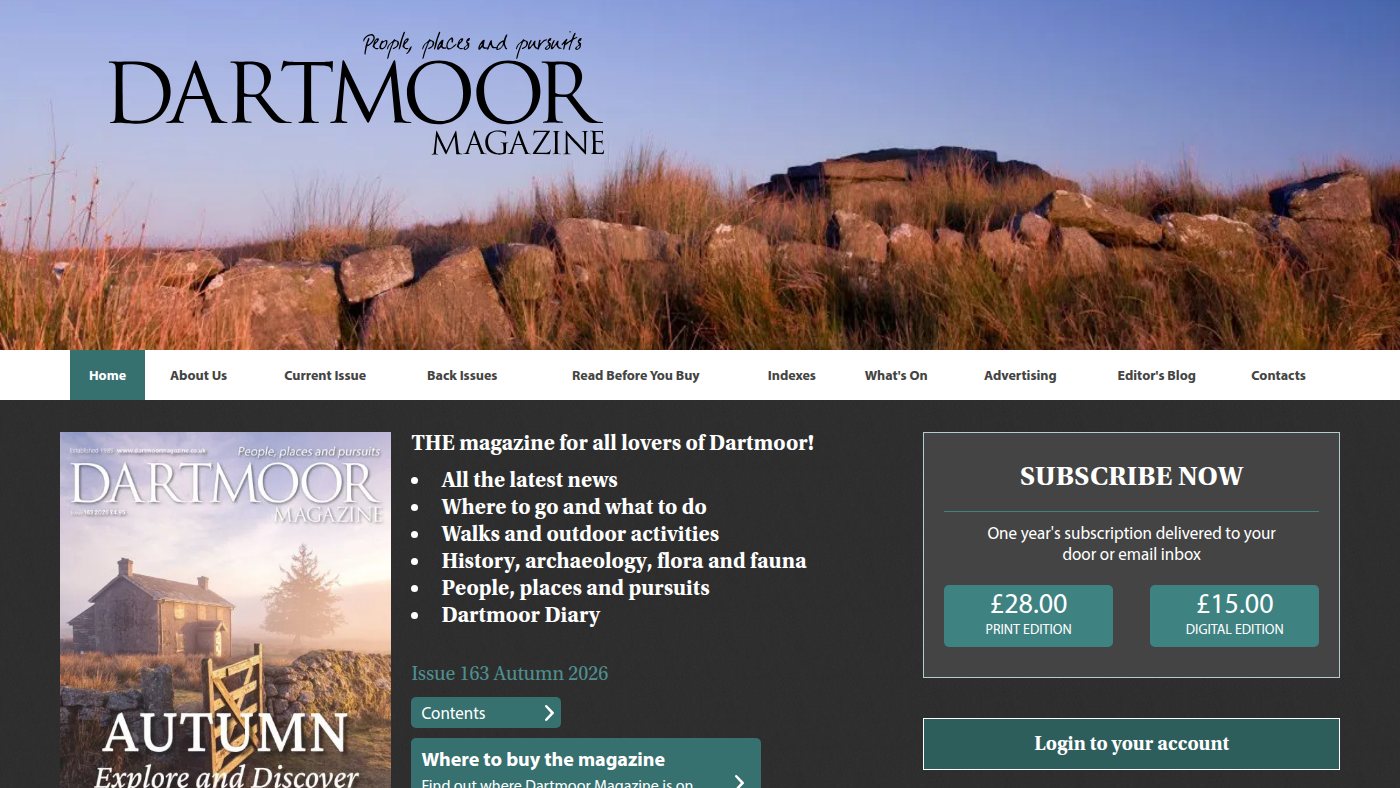 The home page of dartmoormagazine.co.uk