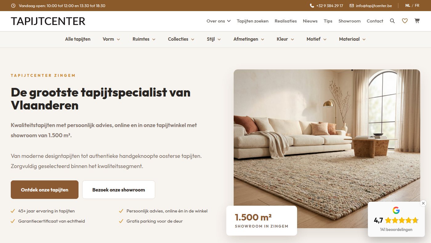 The home page of tapijtcenter.be