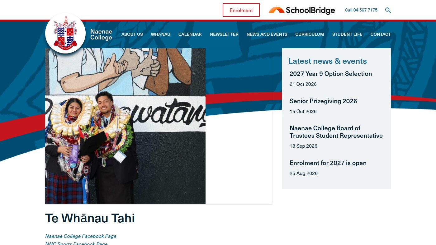 The home page of naenae-college.school.nz