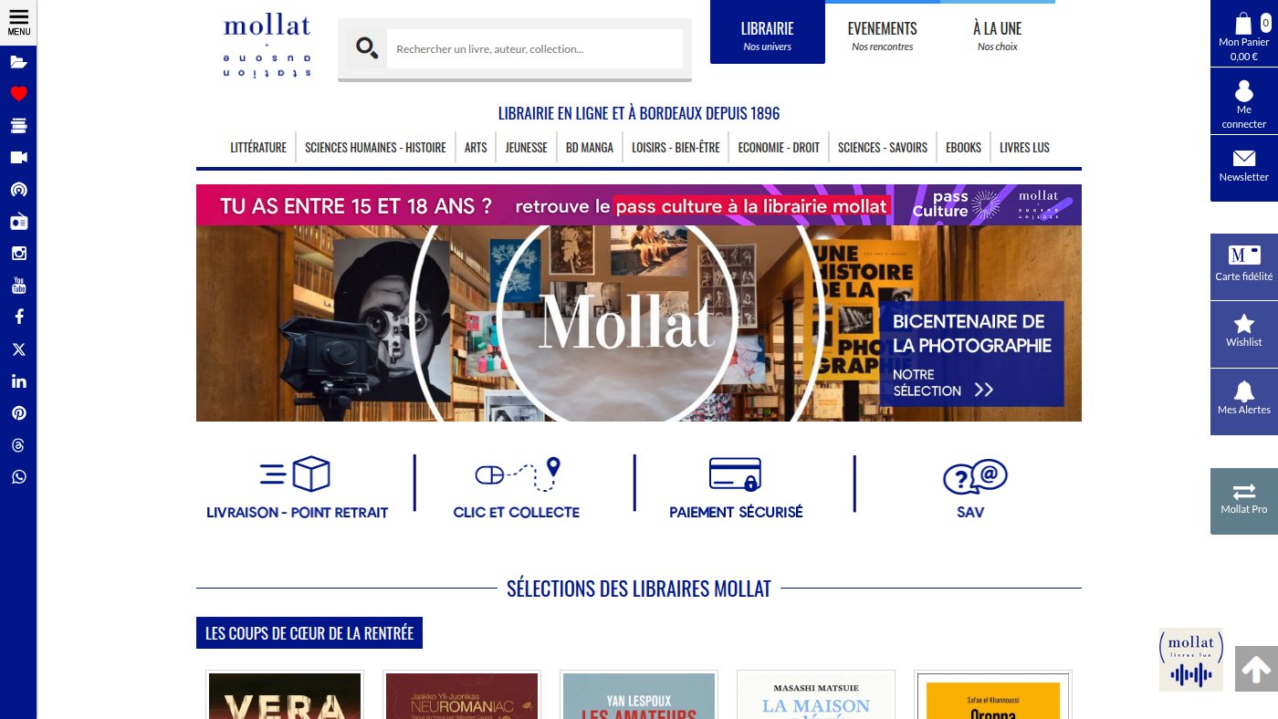 The home page of mollat.com