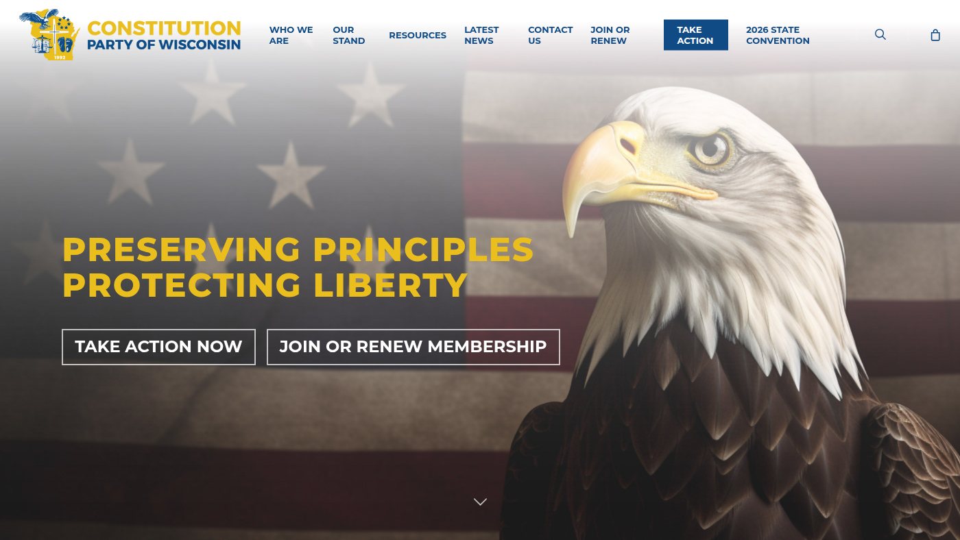 The home page of constitutionpartyofwisconsin.com