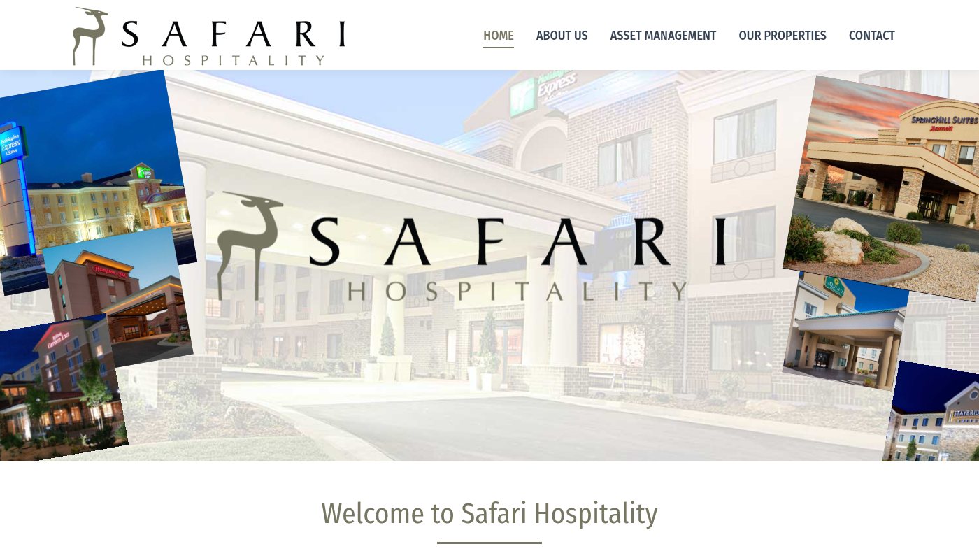 The home page of safarihospitality.com