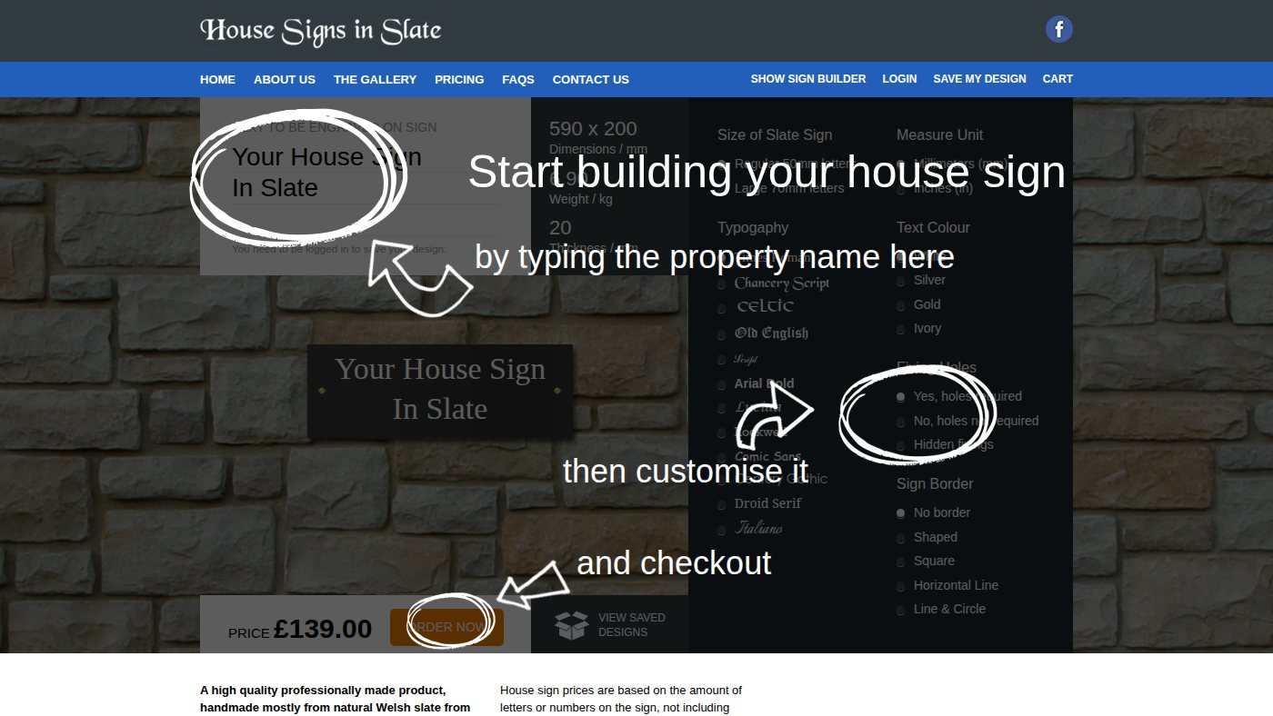 The home page of housesignsinslate.co.uk