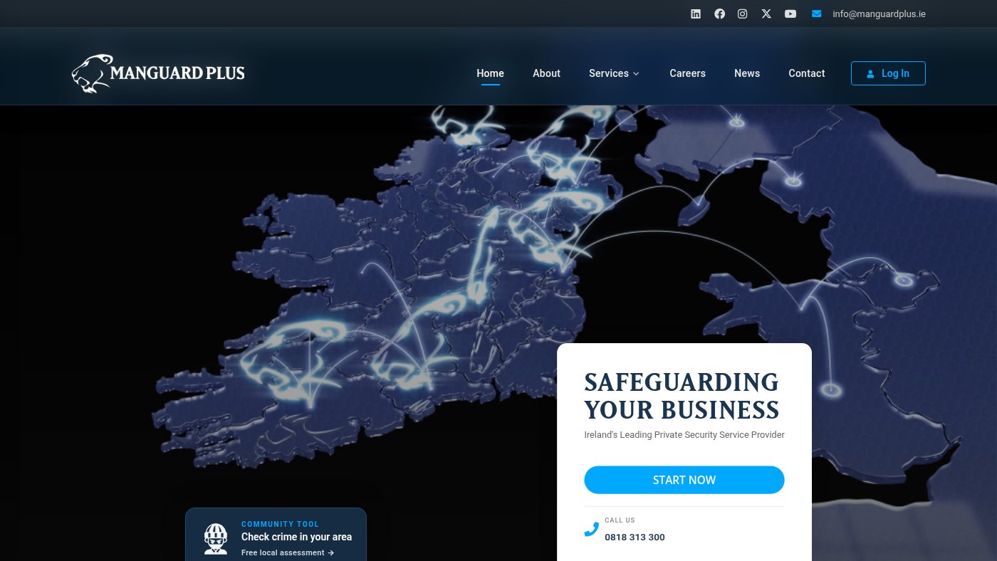 The home page of manguardplus.ie