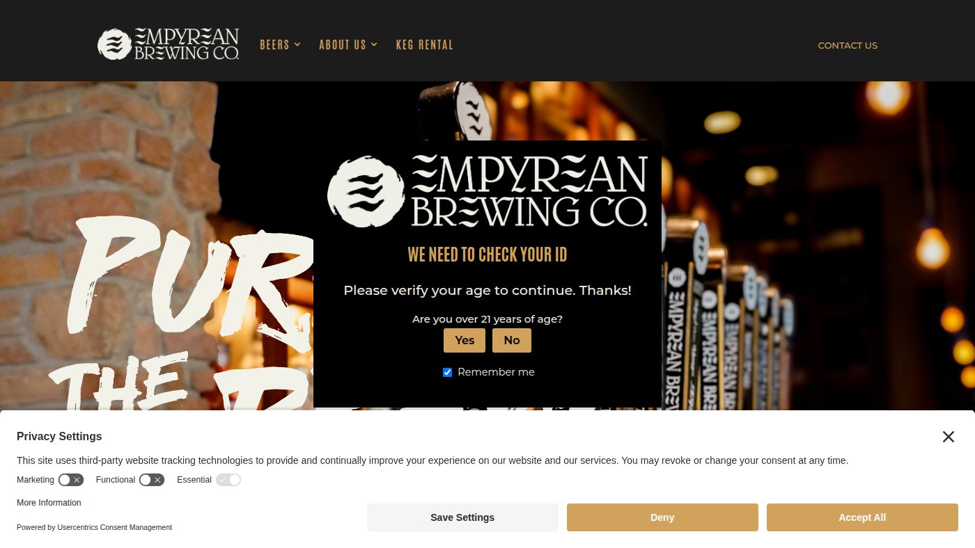 The home page of empyreanbrewingco.com