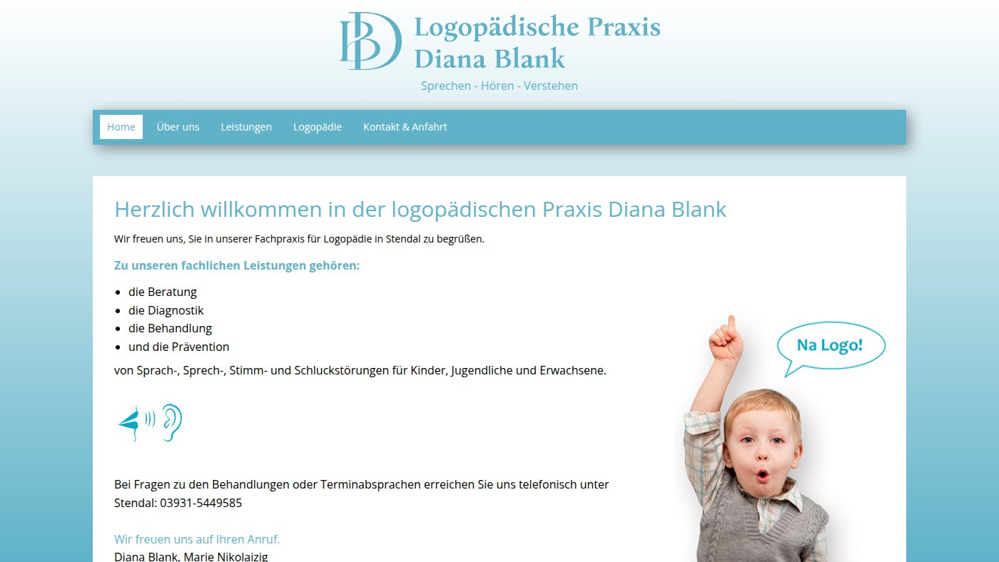 The home page of logopaedie-blank.de