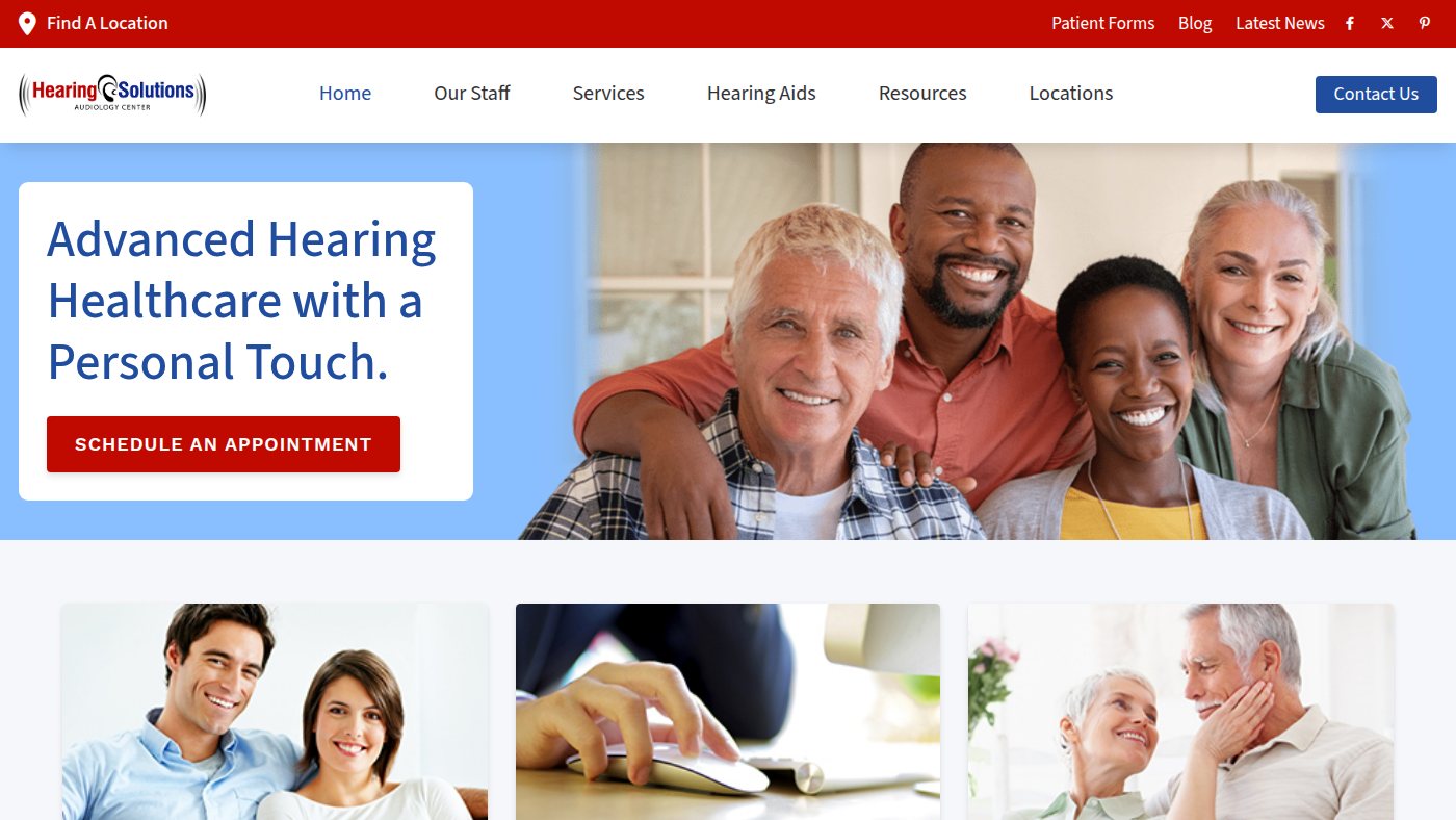 The home page of hearsolutions.com