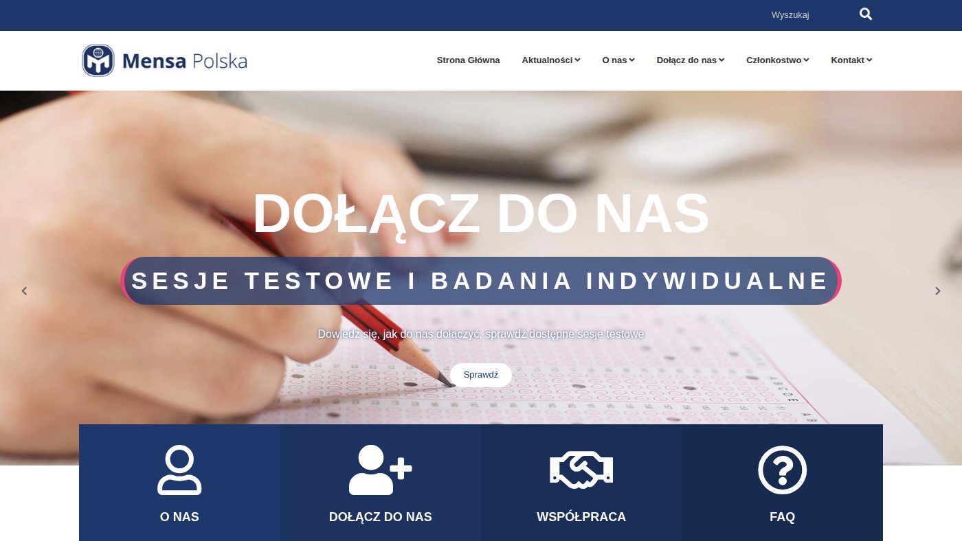 The home page of mensa.org.pl