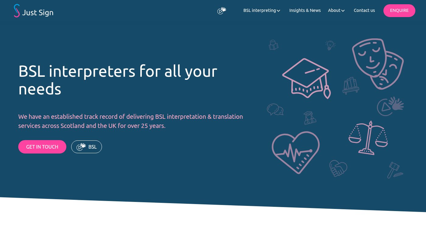 The home page of justsign.co.uk