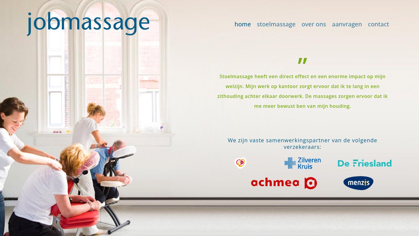 The home page of jobmassage.nl