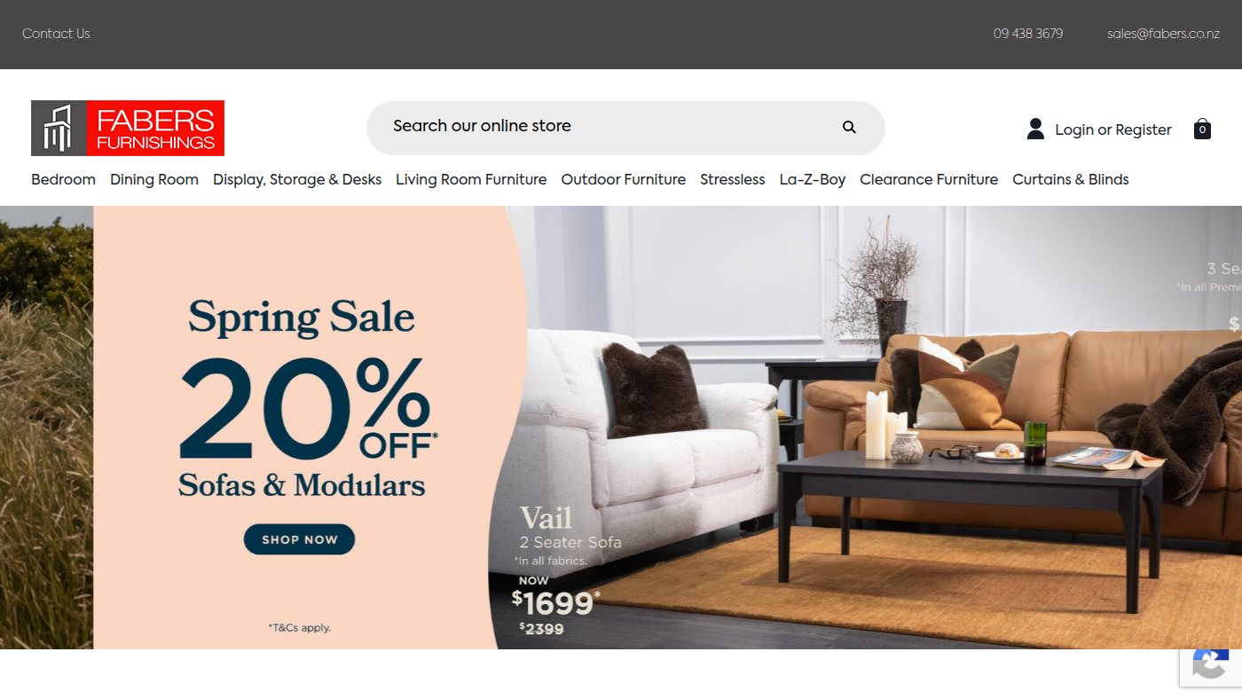 The home page of fabers.co.nz