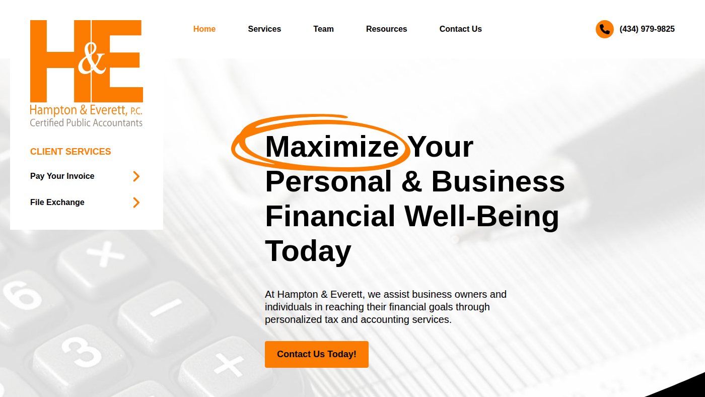 The home page of hamptonandeverett.com