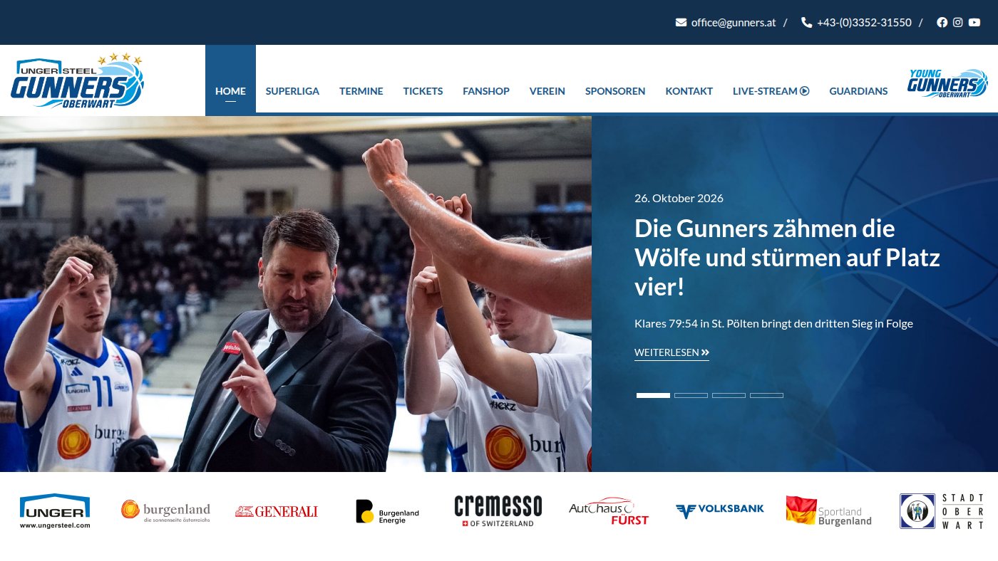 The home page of gunners.at