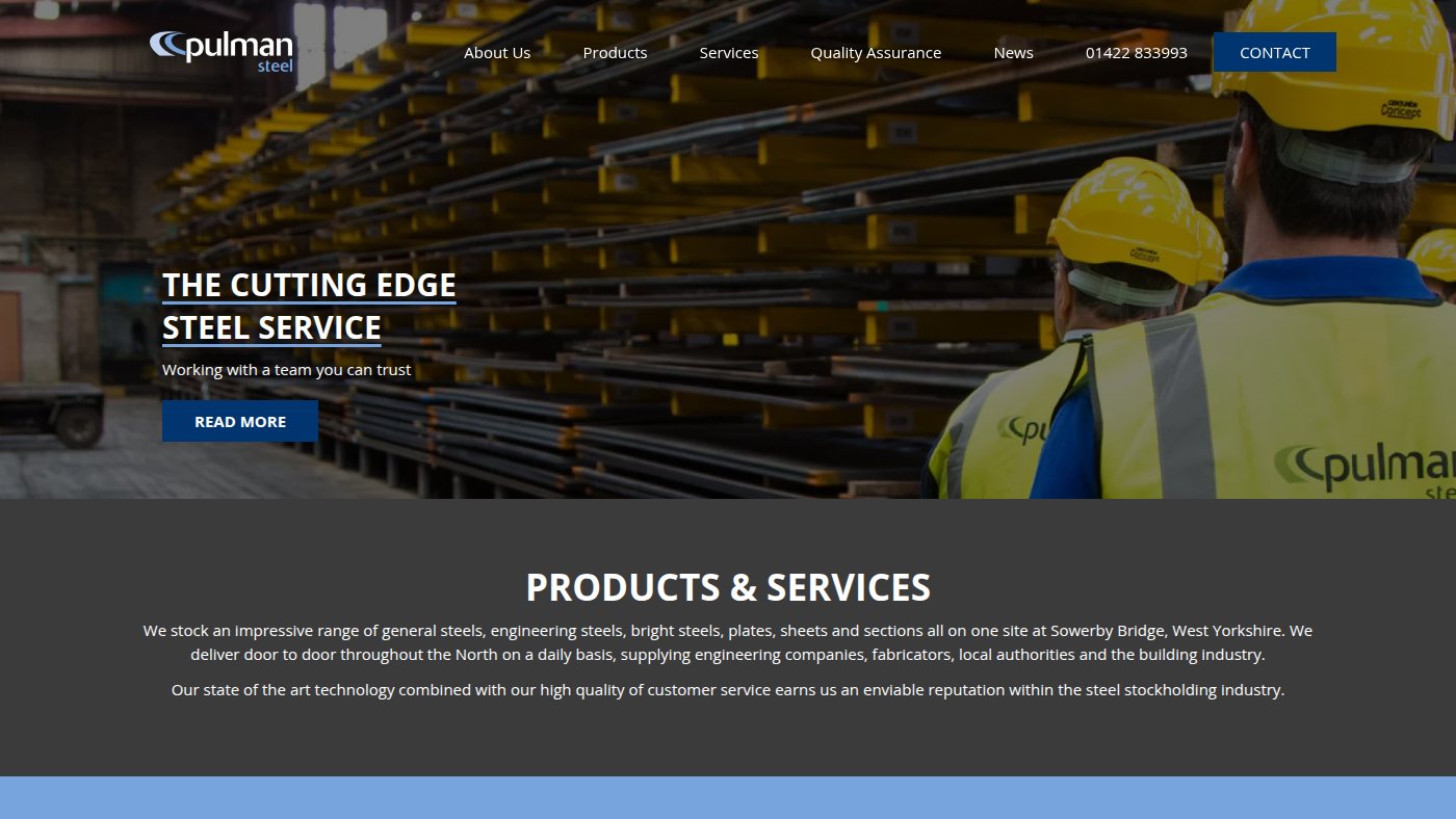 The home page of pulmans.co.uk