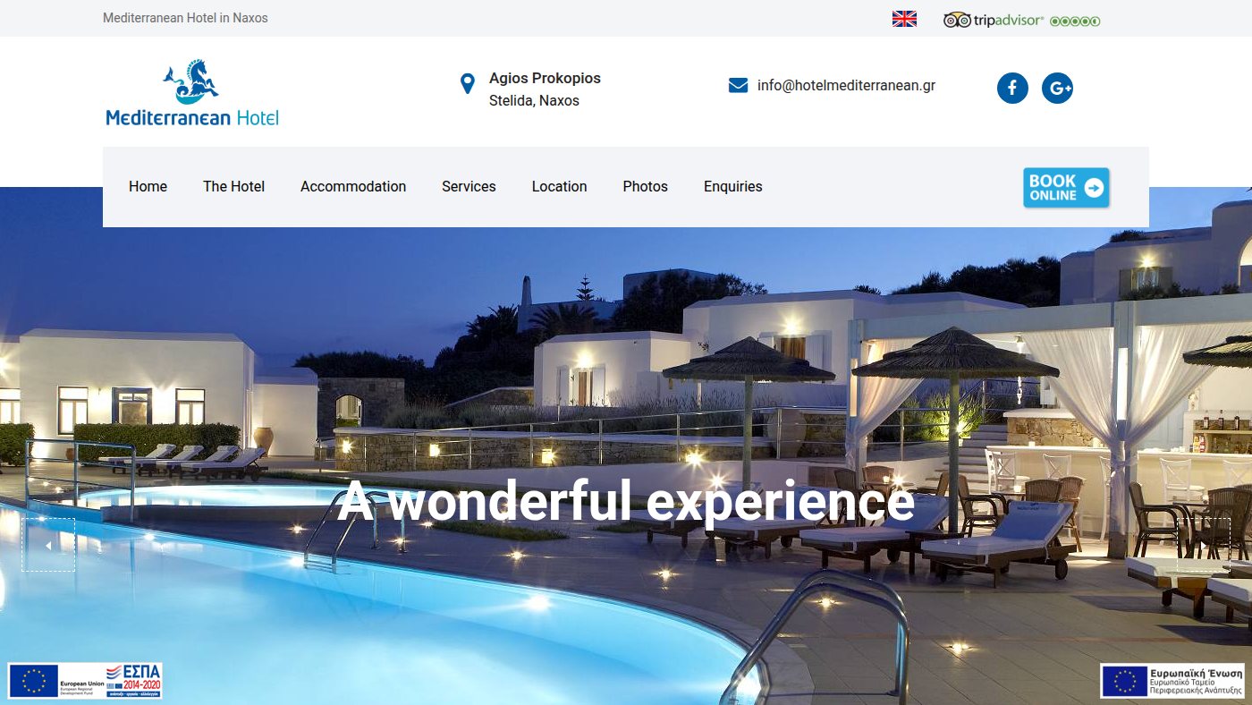 The home page of hotelmediterranean.gr