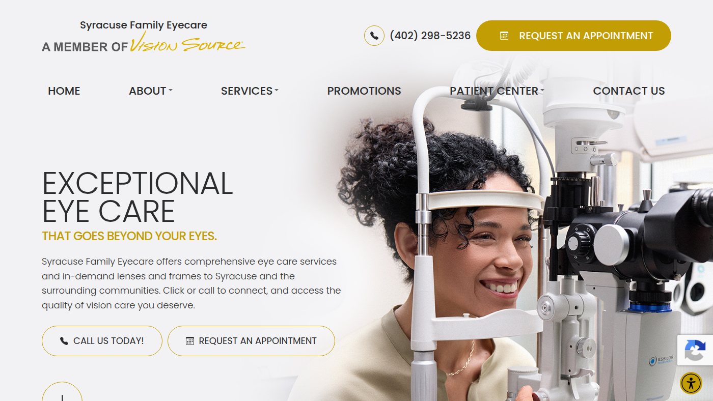 The home page of visionsource-syracusefamilyeyecare.com