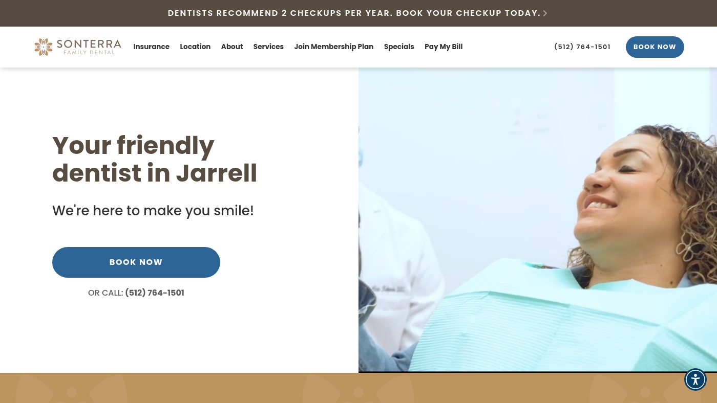 The home page of sonterrafamilydental.com