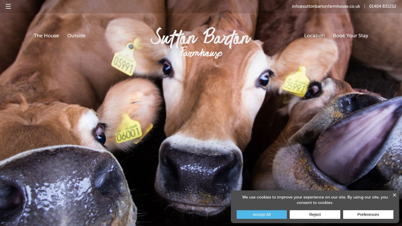 The home page of suttonbartonfarmhouse.co.uk