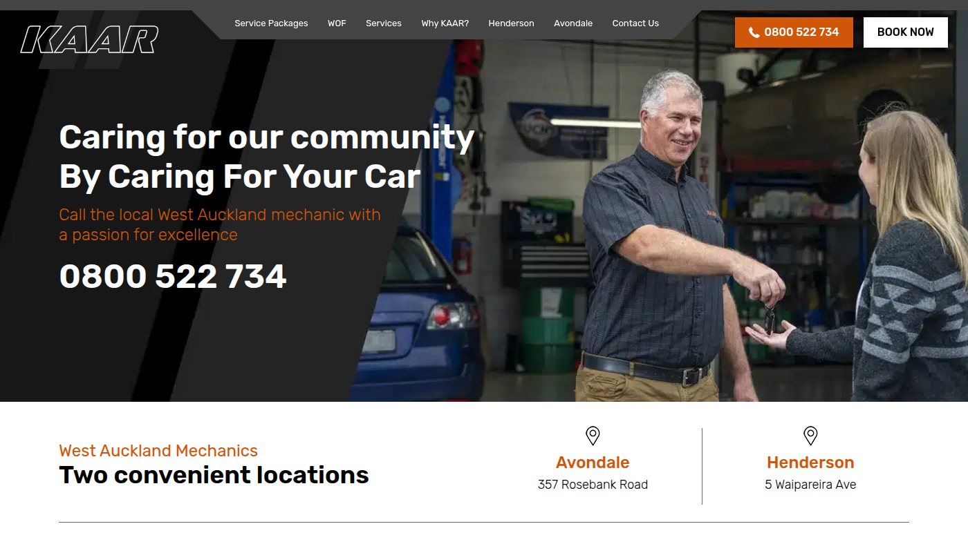The home page of kaar.co.nz