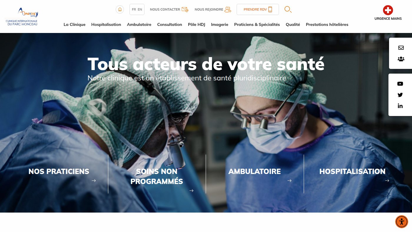The home page of clinique-monceau.com