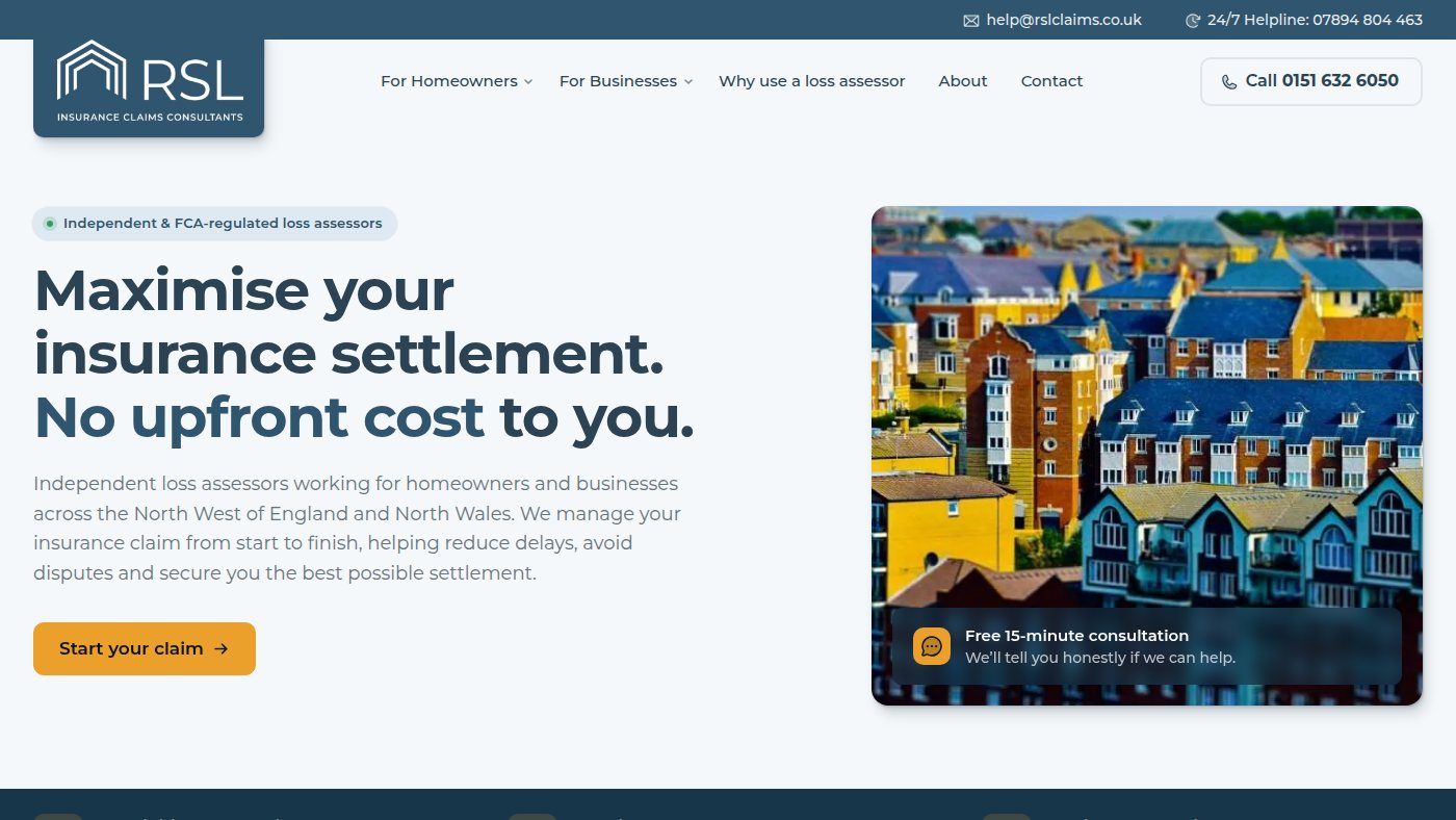 The home page of rslclaims.co.uk