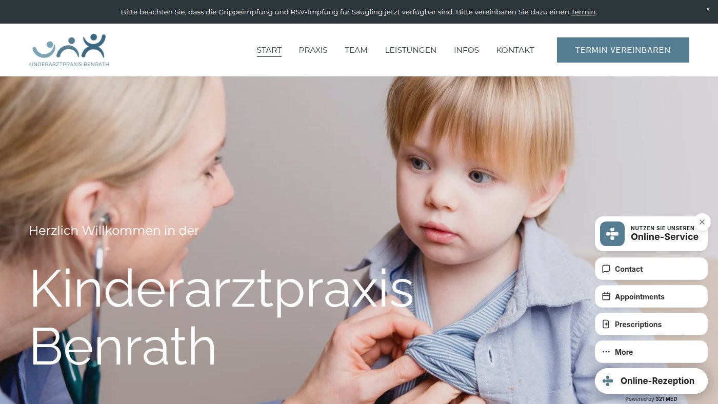 The home page of kinderarztpraxis-benrath.de
