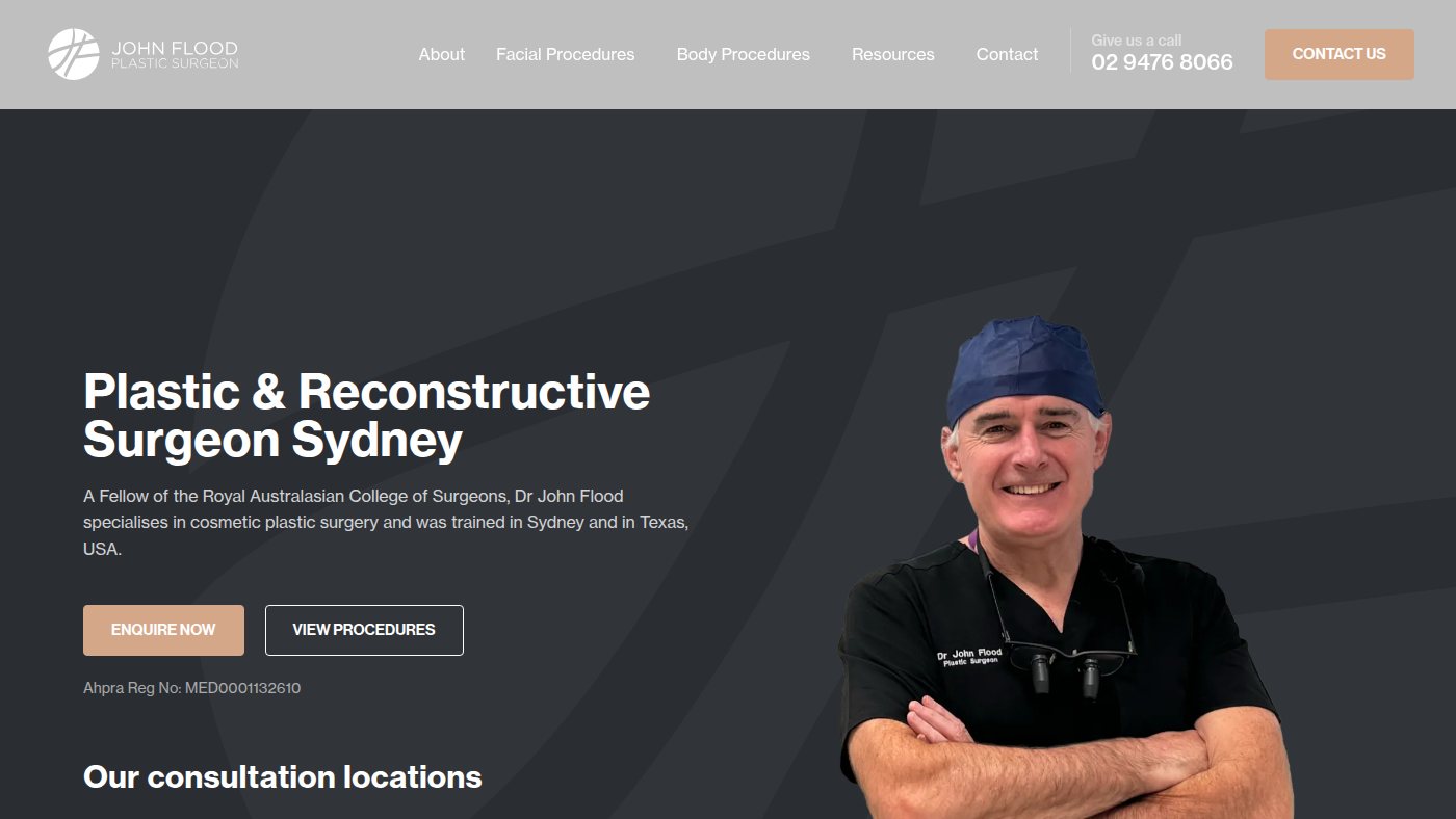 The home page of drjohnflood.com.au