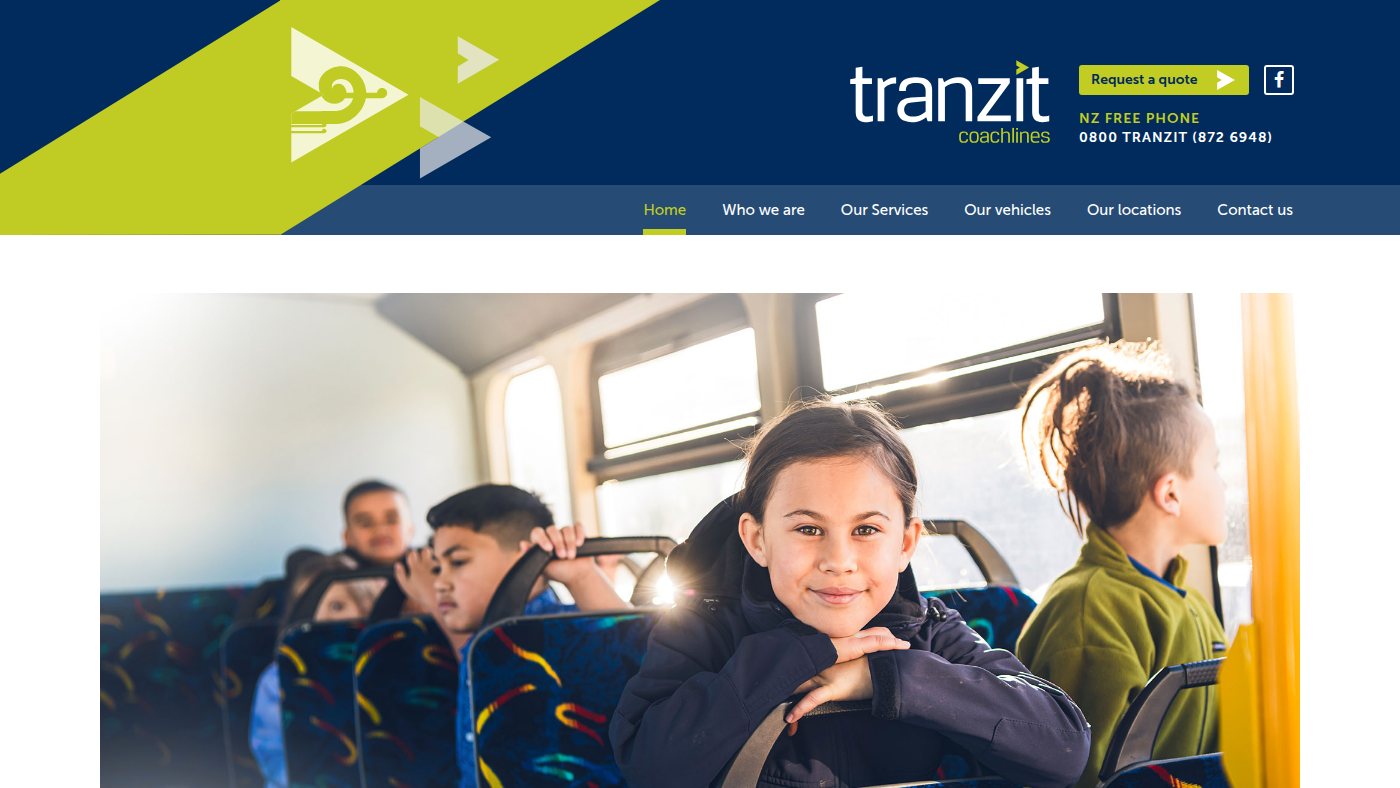 The home page of tranzit.co.nz
