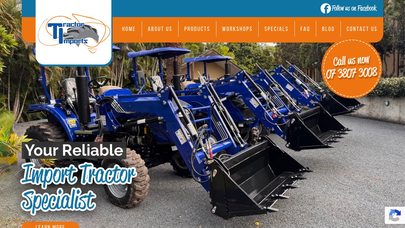 The home page of tractorimports.com.au